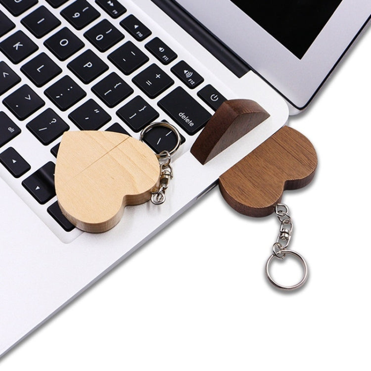 MicroDrive 4GB USB 2.0 Wood Couple Heart Shape U Disk(Wood Color)