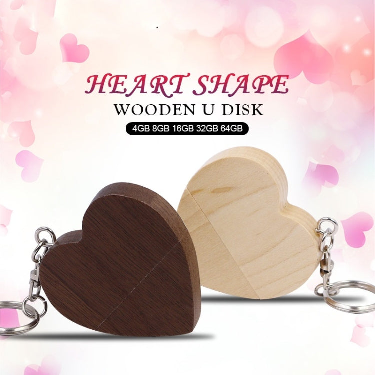 MicroDrive 4GB USB 2.0 Wood Couple Heart Shape U Disk(Wood Color)