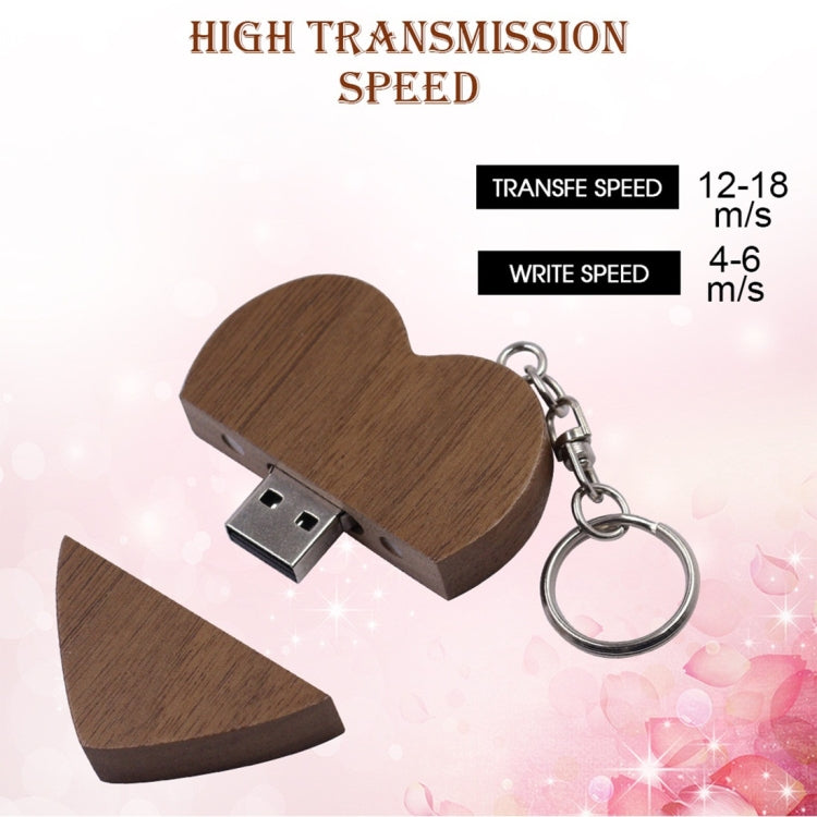 MicroDrive 4GB USB 2.0 Wood Couple Heart Shape U Disk(Wood Color)