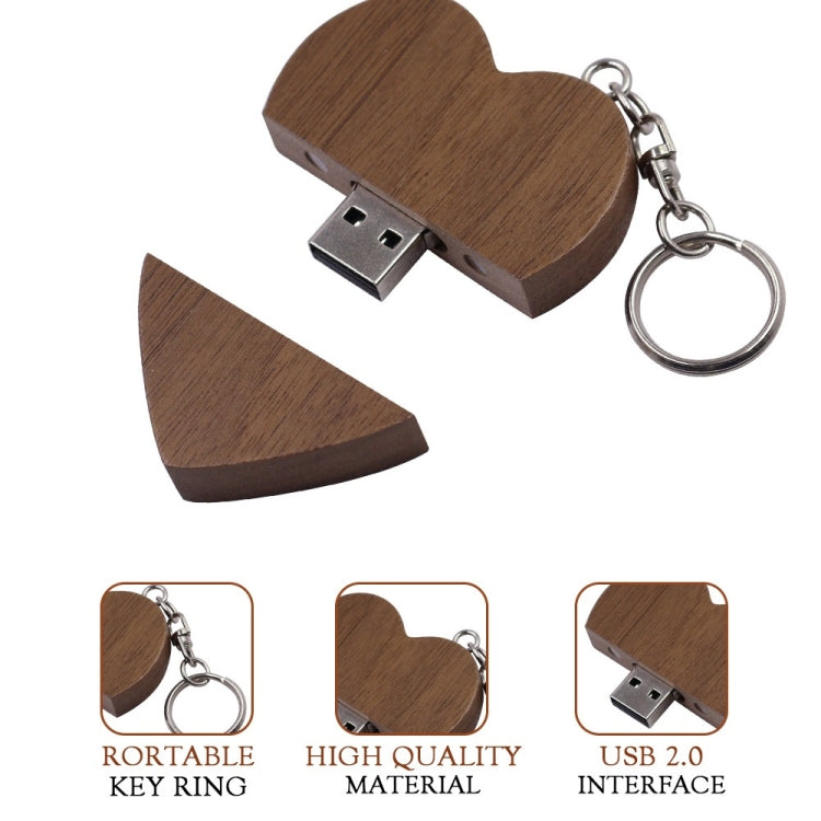 MicroDrive 4GB USB 2.0 Wood Couple Heart Shape U Disk(Wood Color)