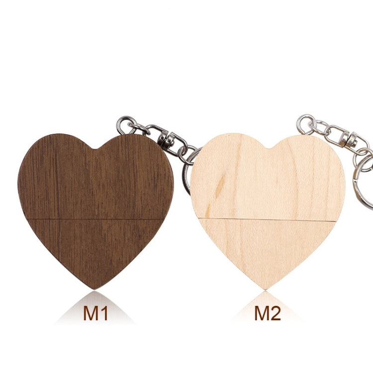 MicroDrive 4GB USB 2.0 Wood Couple Heart Shape U Disk(Wood Color)