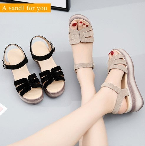 Suede Casual High-rise Non-slip Wear-resistant Women Sandals