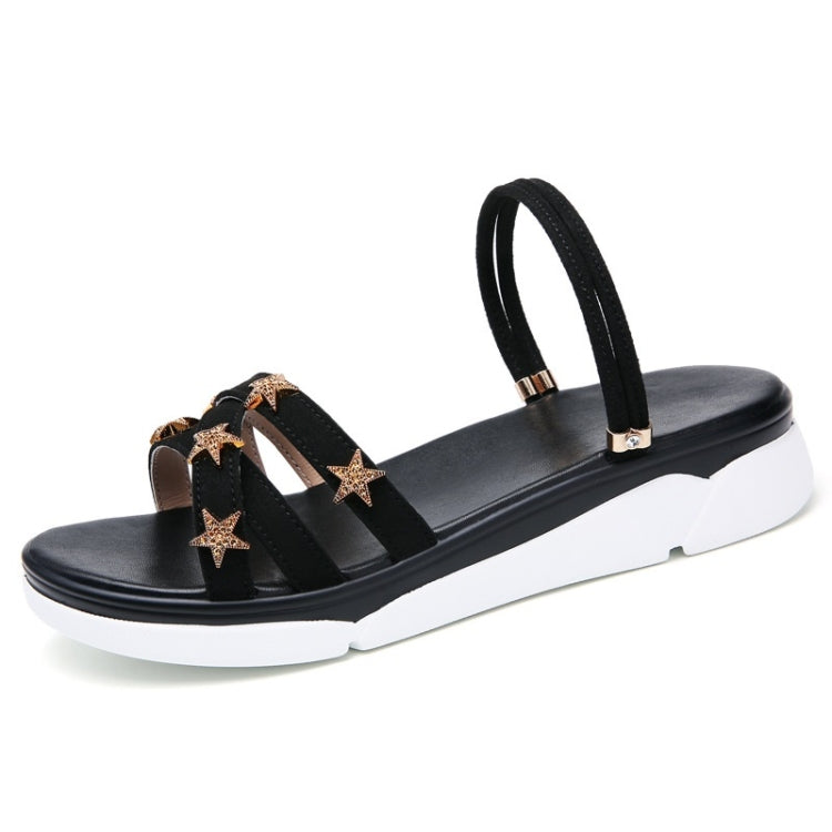 Suede Casual Simple Non-slip Wear-resistant Stars Pattern Two-wear Women Sandals