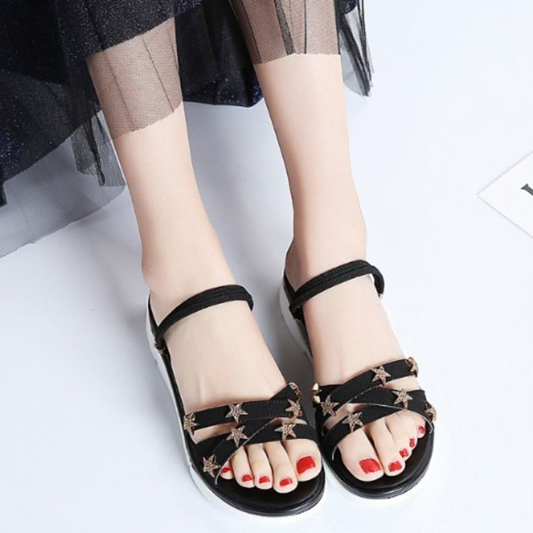 Suede Casual Simple Non-slip Wear-resistant Stars Pattern Two-wear Women Sandals