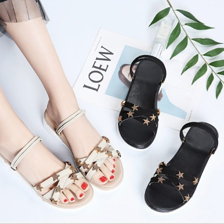 Suede Casual Simple Non-slip Wear-resistant Stars Pattern Two-wear Women Sandals
