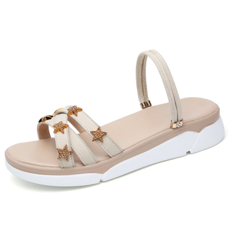 Suede Casual Simple Non-slip Wear-resistant Stars Pattern Two-wear Women Sandals