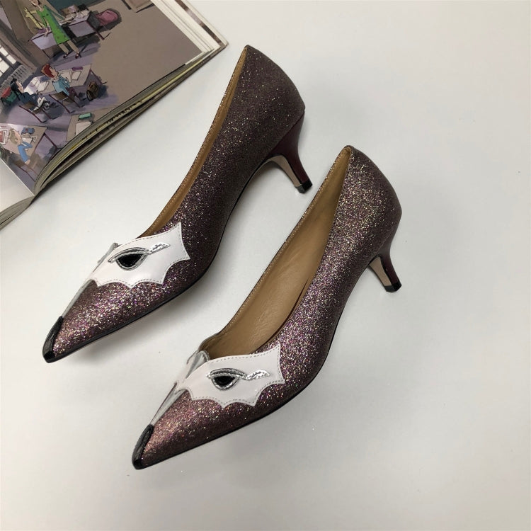 Fox Face Shallow Mouth Color Match Pointed Head Fashion Women Shoes