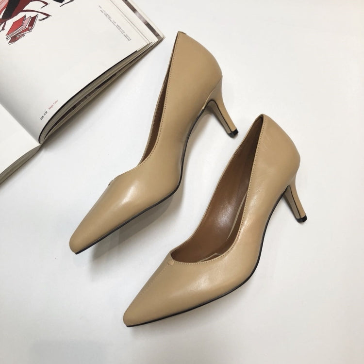 Full Leather Upholstery Shallow Mouth Pointed Head Fashion Women Shoes