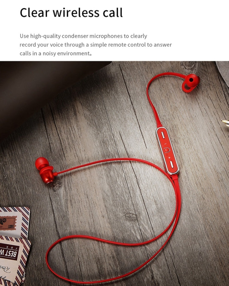 Moloke S7 Hanging Neck Magnetic In-ear Sports Bluetooth Earphone Waterproof Anti-sweat Stereo Sound Headset (Red)