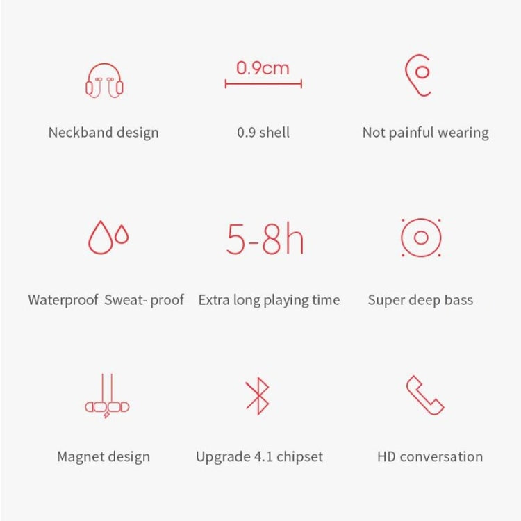 Moloke S7 Hanging Neck Magnetic In-ear Sports Bluetooth Earphone Waterproof Anti-sweat Stereo Sound Headset (Red)