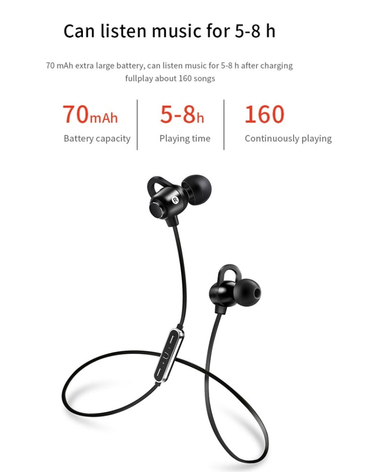 Moloke S7 Hanging Neck Magnetic In-ear Sports Bluetooth Earphone Waterproof Anti-sweat Stereo Sound Headset (Red)