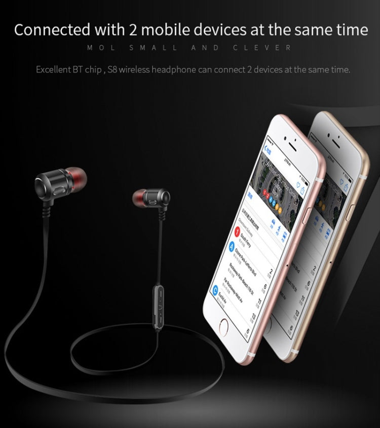 Moloke S8 Hanging Neck In-Ear Sports Bluetooth Earphone Waterproof Anti-sweat Stereo Sound Headset