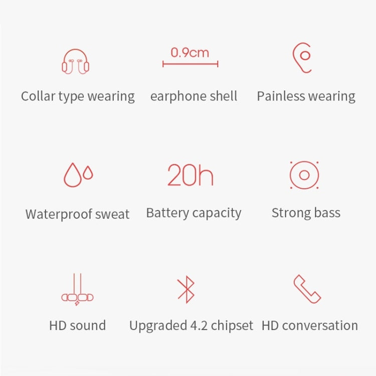 Moloke S18 Hanging Neck Oblique Ear Sports Bluetooth Earphone Waterproof Anti-sweat Stereo Sound Headset