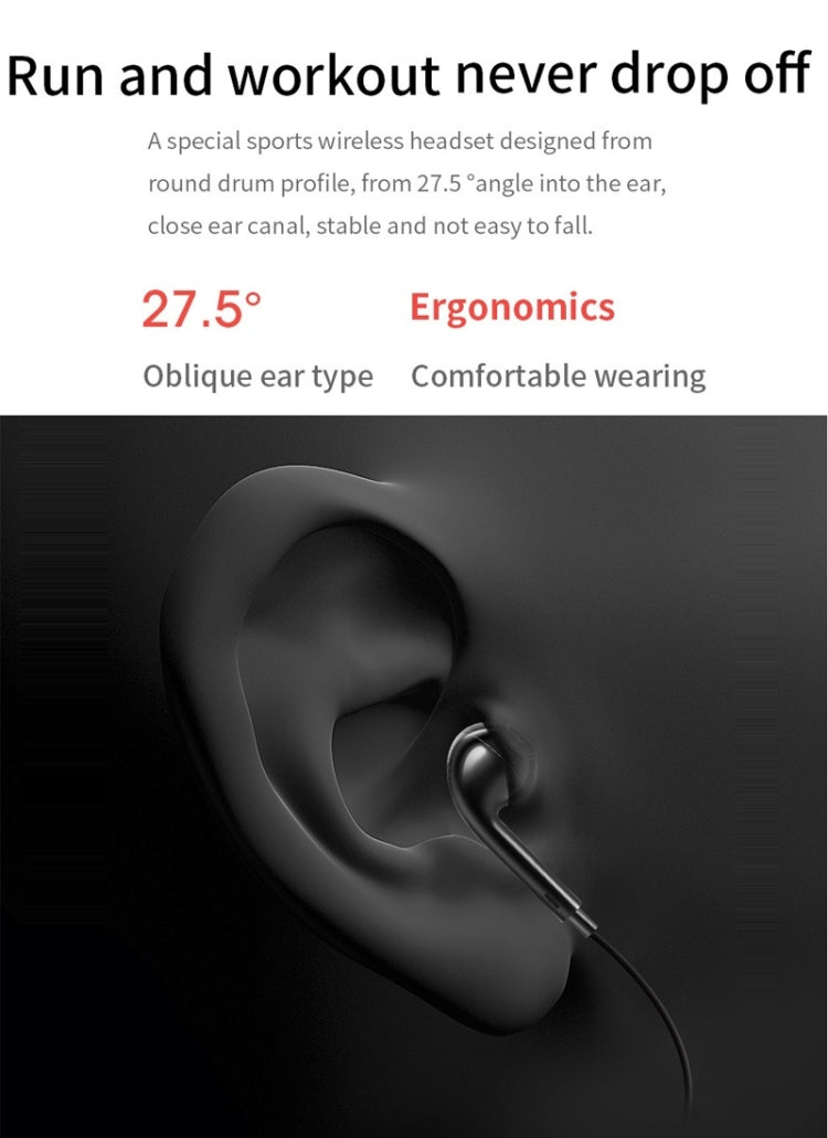 Moloke S18 Hanging Neck Oblique Ear Sports Bluetooth Earphone Waterproof Anti-sweat Stereo Sound Headset