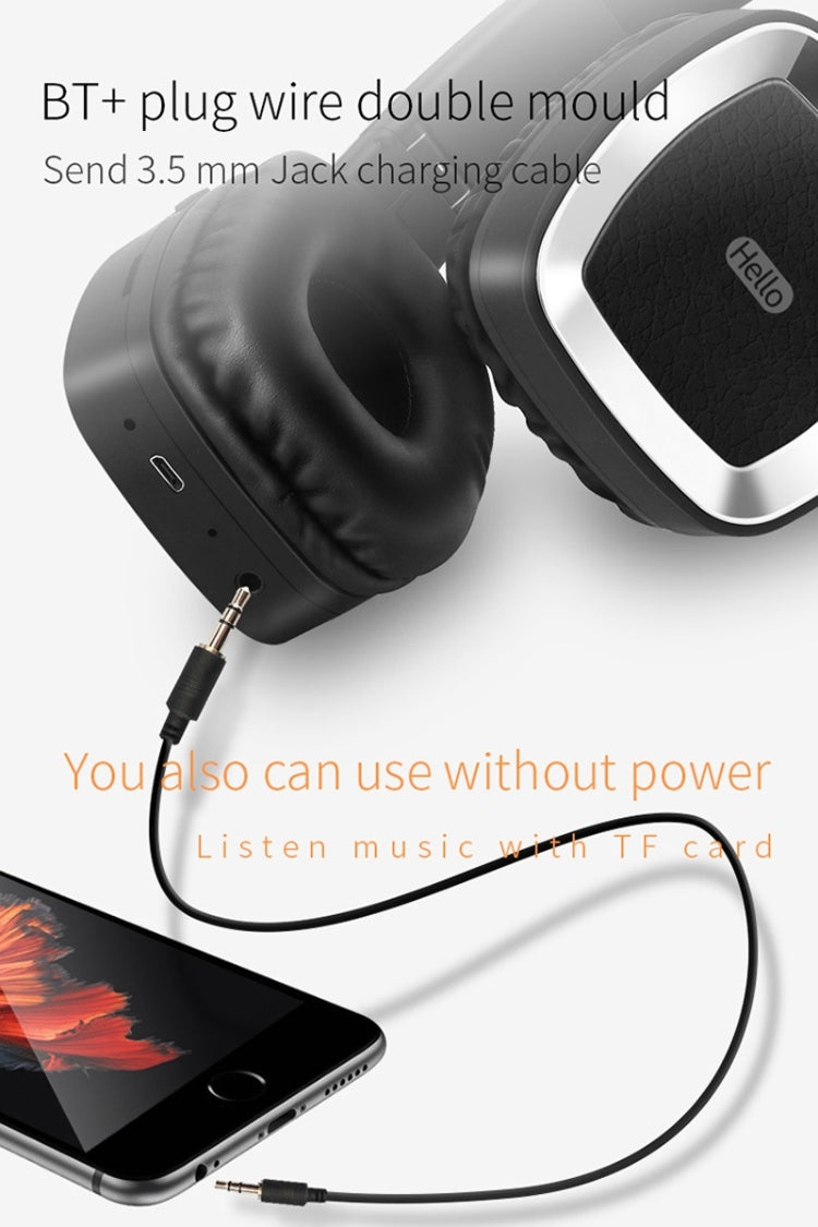 Moloke T6 Wireless Bluetooth Headset Stereo Sound Earphones, Support TF Card & Handfree Function