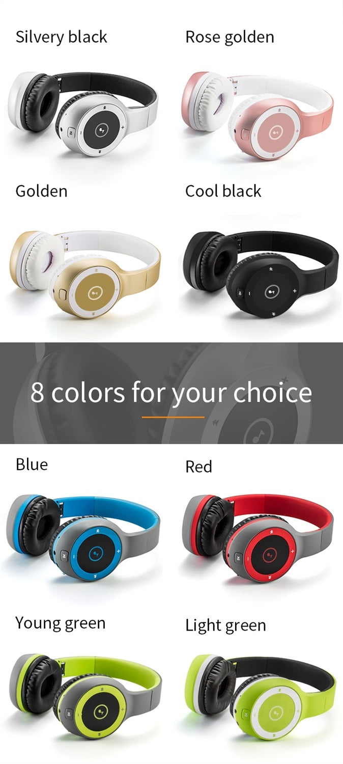 Moloke T8 Foldable Wireless Bluetooth Headset Stereo Sound Earphones, Support TF Card & Handfree Function