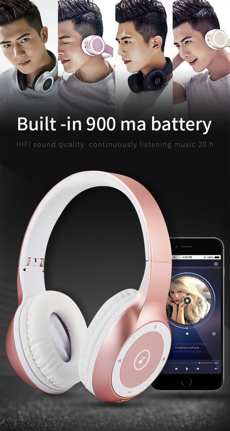 Moloke T8 Foldable Wireless Bluetooth Headset Stereo Sound Earphones, Support TF Card & Handfree Function