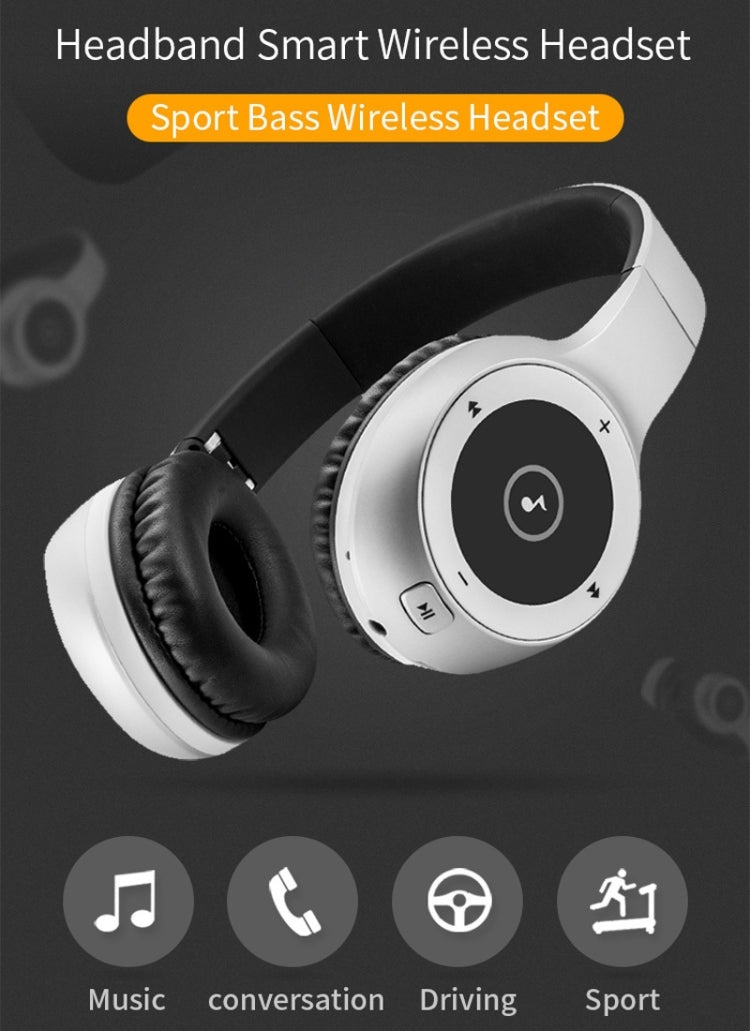 Moloke T8 Foldable Wireless Bluetooth Headset Stereo Sound Earphones, Support TF Card & Handfree Function