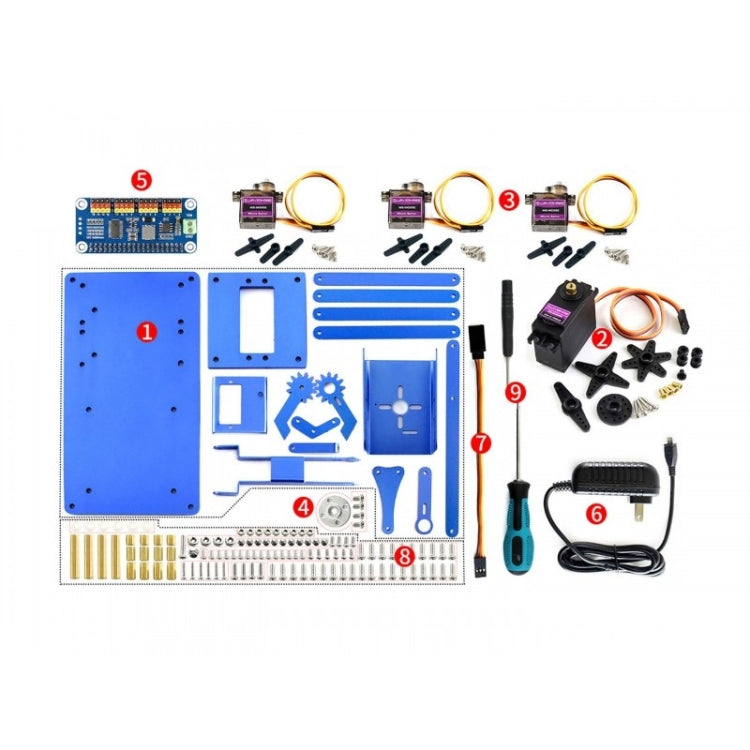 Waveshare 4-DOF Metal Robot Arm Kit for Raspberry Pi, Bluetooth / WiFi Remote Control, US Plug