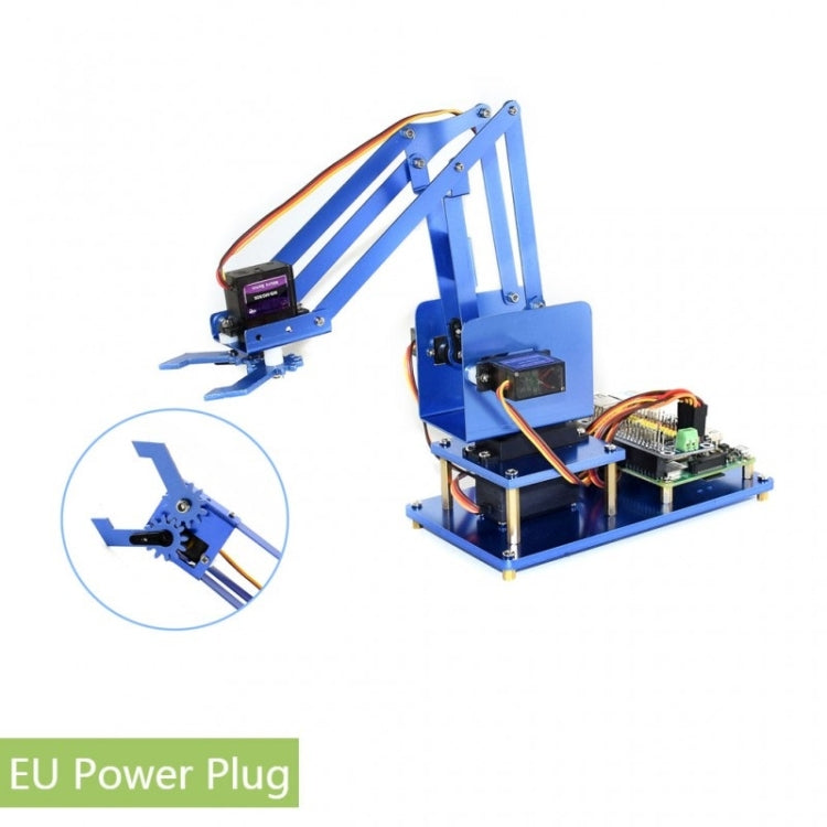 Waveshare 4-DOF Metal Robot Arm Kit for Raspberry Pi (Europe), Bluetooth / WiFi Remote Control, EU Plug