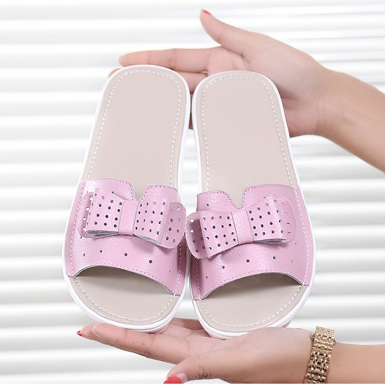 Bowknot Hollow Design Fashion Wild Casual Women Slippers