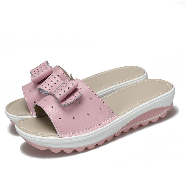 Bowknot Hollow Design Fashion Wild Casual Women Slippers