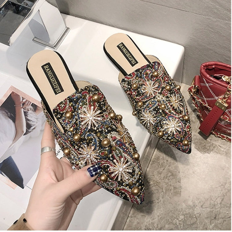 Rivet Embroidered Ethnic Style Sandals Slippers for Women