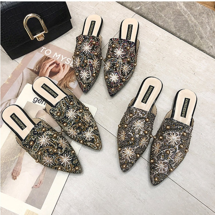 Rivet Embroidered Ethnic Style Sandals Slippers for Women