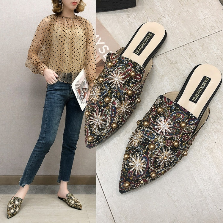 Rivet Embroidered Ethnic Style Sandals Slippers for Women