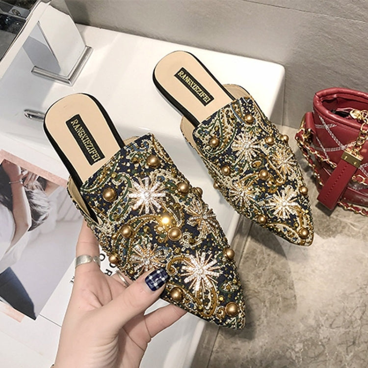 Rivet Embroidered Ethnic Style Sandals Slippers for Women