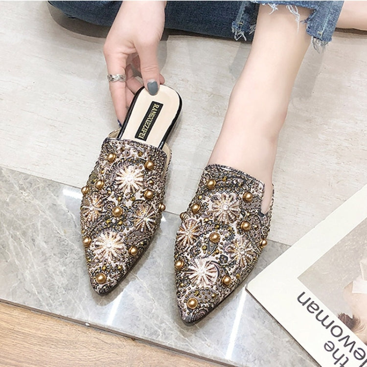 Rivet Embroidered Ethnic Style Sandals Slippers for Women
