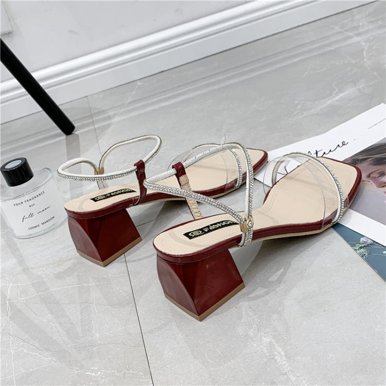 Fashion Thick Bottom Rhinestone Open Toe Sandals for Women
