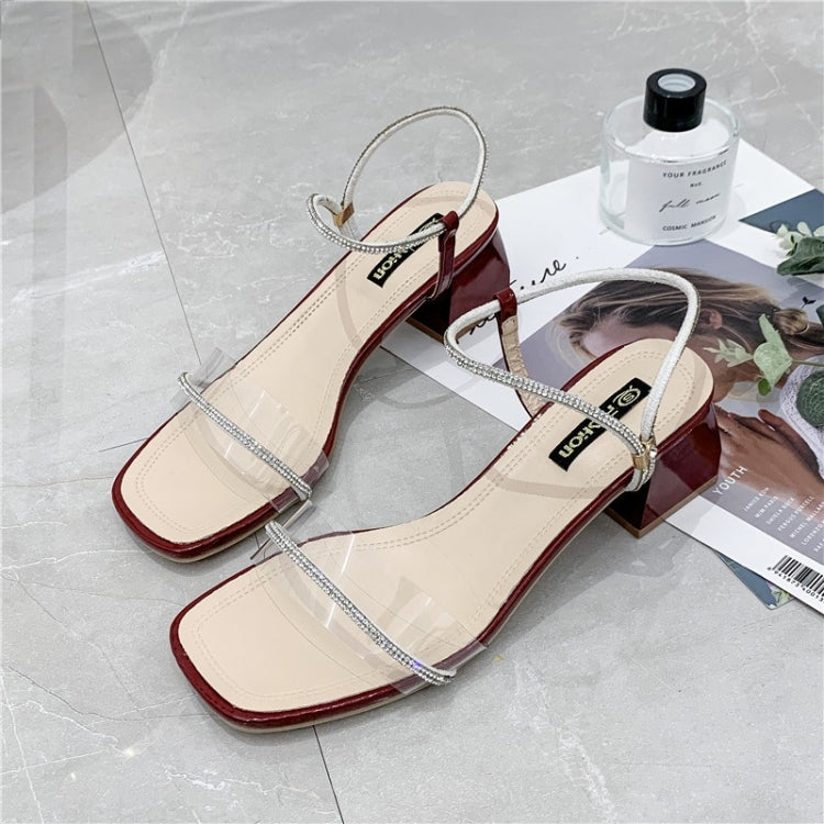 Fashion Thick Bottom Rhinestone Open Toe Sandals for Women