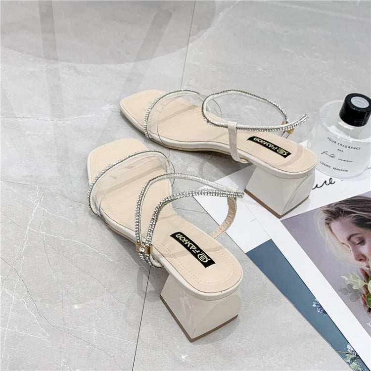 Fashion Thick Bottom Rhinestone Open Toe Sandals for Women