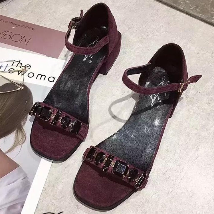 Fashion Suede Thick Heel Open Toe Sandals for Women