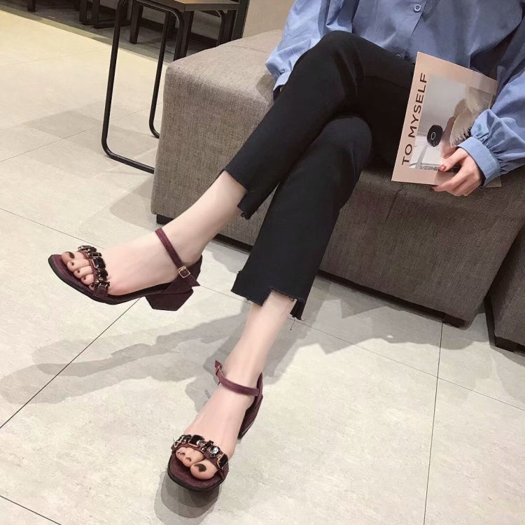 Fashion Suede Thick Heel Open Toe Sandals for Women