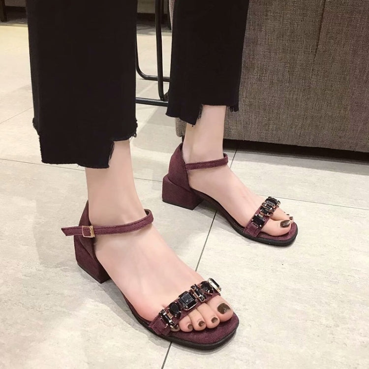 Fashion Suede Thick Heel Open Toe Sandals for Women