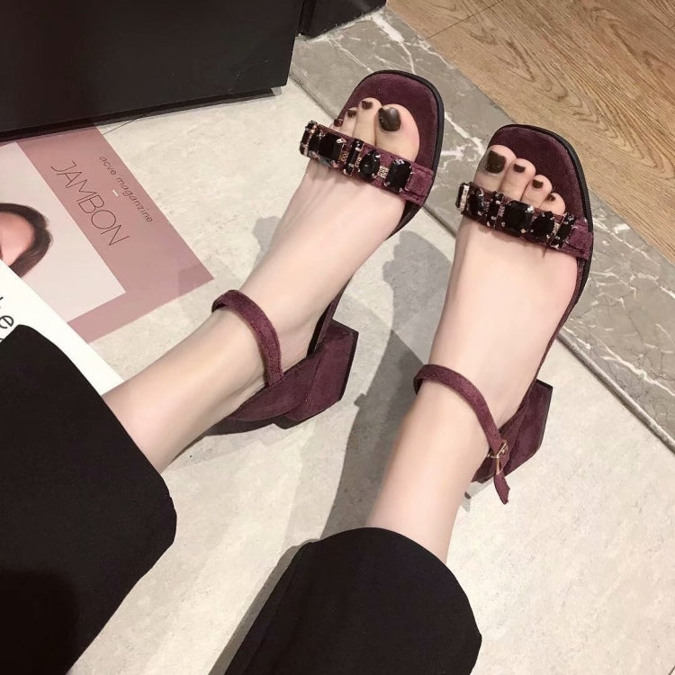 Fashion Suede Thick Heel Open Toe Sandals for Women