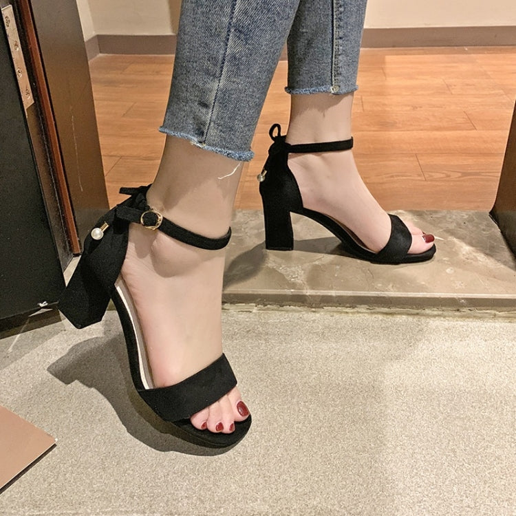 Suede Chunky High Heel Open Toe Fashion Sandals for Women