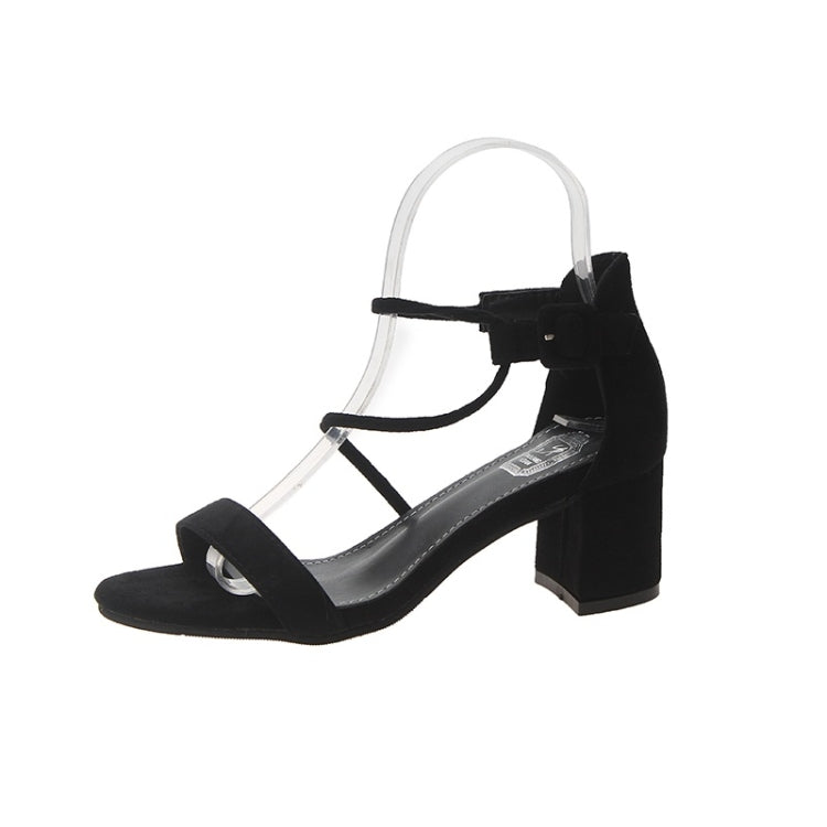 Fashion Suede Chunky Heel High Heel Open Toe Sandals for Women