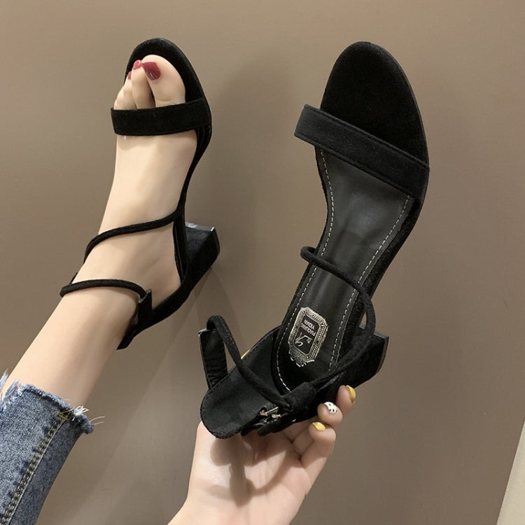 Fashion Suede Chunky Heel High Heel Open Toe Sandals for Women