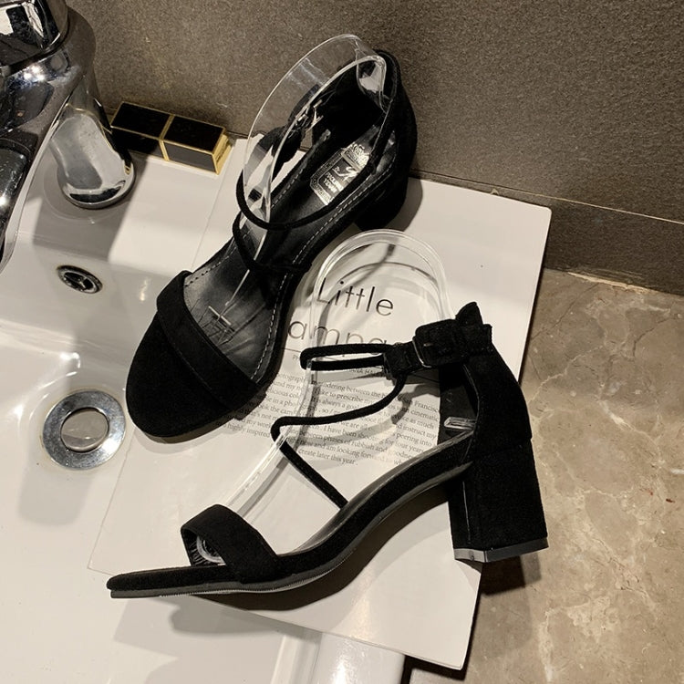 Fashion Suede Chunky Heel High Heel Open Toe Sandals for Women