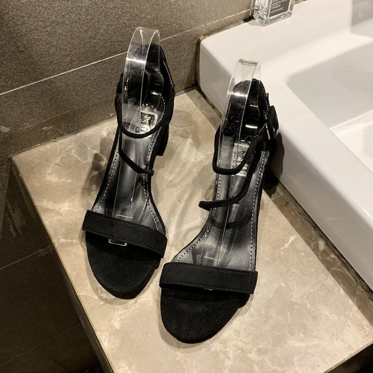 Fashion Suede Chunky Heel High Heel Open Toe Sandals for Women