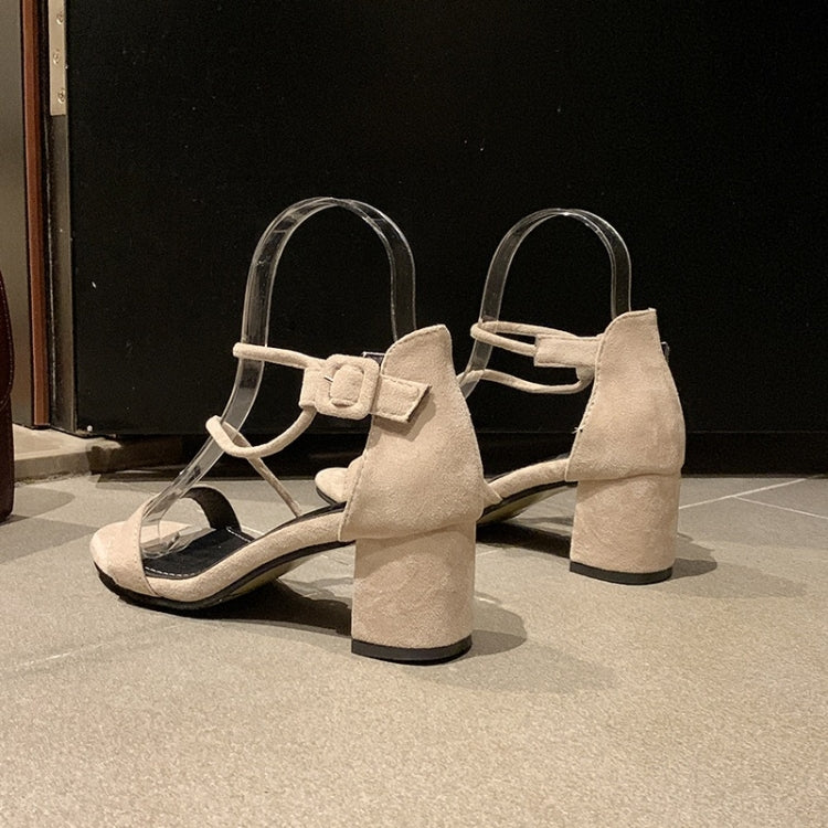 Fashion Suede Chunky Heel High Heel Open Toe Sandals for Women