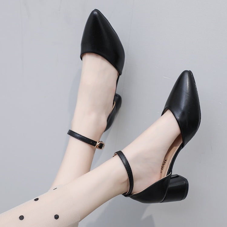 Simple Solid Color Thick Bottom Pointed Head Fashion Shoes for Women