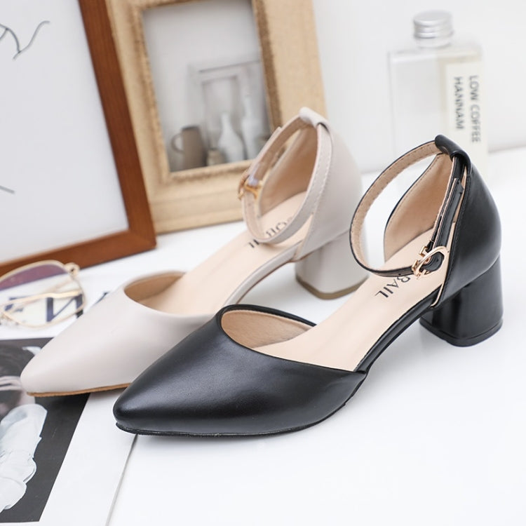 Simple Solid Color Thick Bottom Pointed Head Fashion Shoes for Women