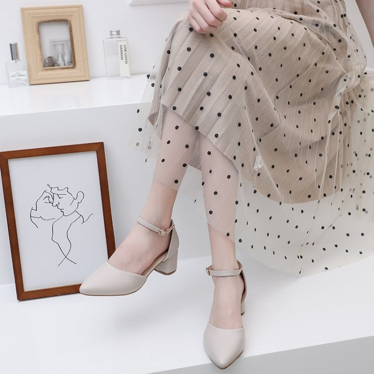Simple Solid Color Thick Bottom Pointed Head Fashion Shoes for Women