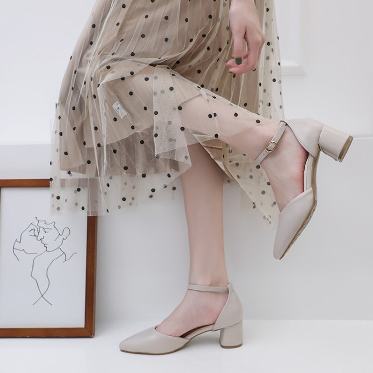 Simple Solid Color Thick Bottom Pointed Head Fashion Shoes for Women