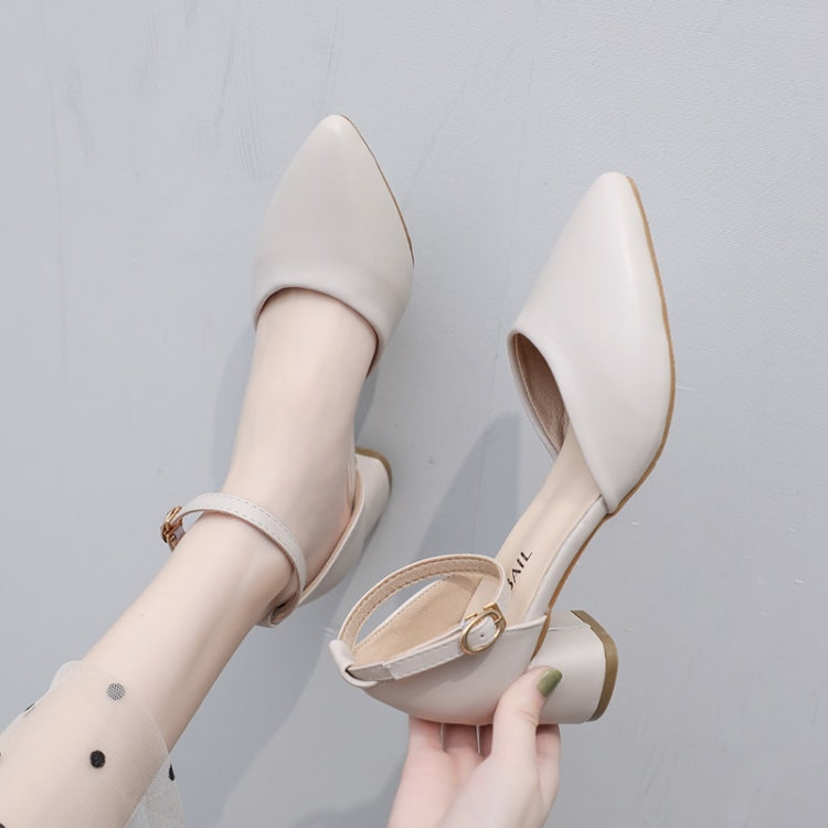Simple Solid Color Thick Bottom Pointed Head Fashion Shoes for Women