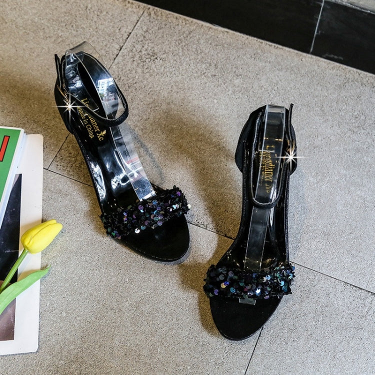 Fashion Sequined Stiletto Open Toe Sandals for Women